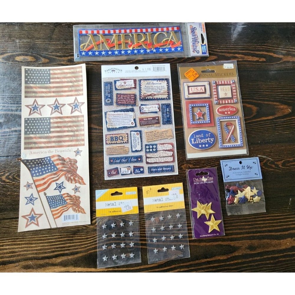 Lot Patriotic 3D Adhesives Stickers Embellishments Flags Karen Foster K&Co #7